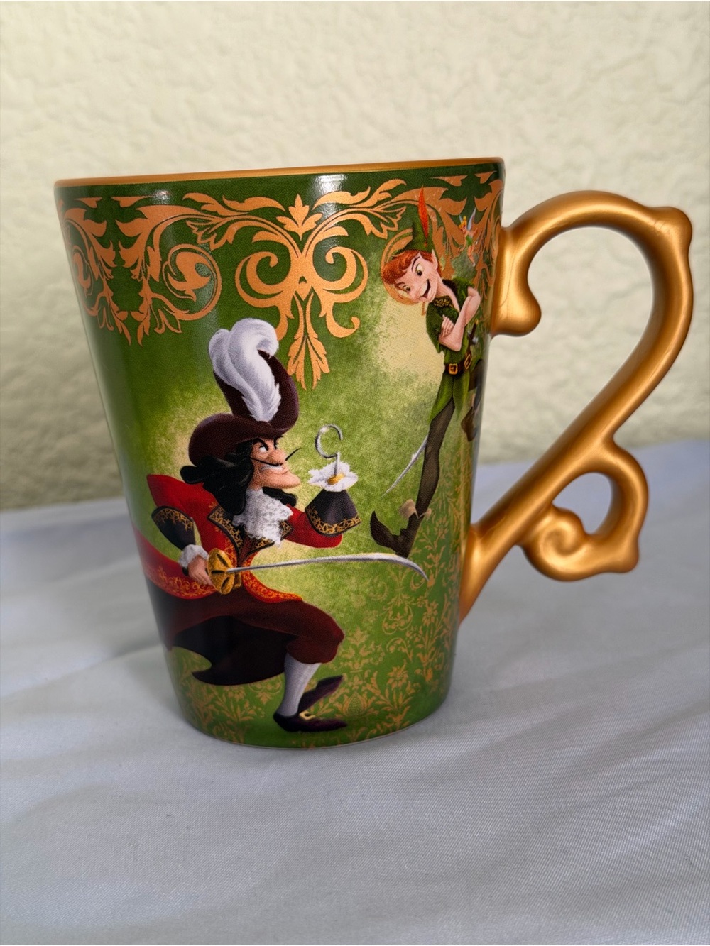 New Disney Fairytale Designer Collection Peter Pan Ceramic Mug with Gold Handle